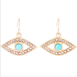 NWTs Eye Candy Earrings Evil Eye Rhinestones Hang